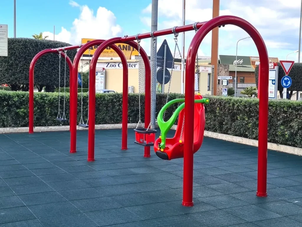 altalena doppia professionale inclusiva in acciaio zincato f1 parco giochi