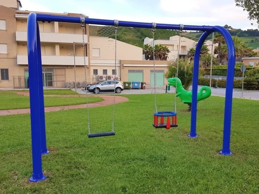altalena doppia professionale mix in acciaio zincato f6 parco giochi