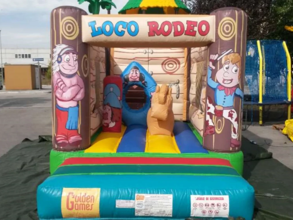 gioco gonfiabile salta salta rodeo bouncer f1 mostra