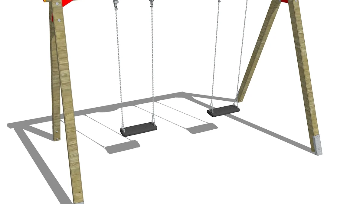 MASGAMES Altalena Doppia In Legno KIBO Per Esterno – Seggiolino Incluso, Struttura Robusta E Sicura Per Giardino