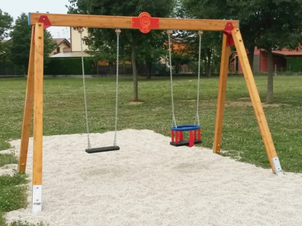 gioco in legno altalena doppia professionale mix in legno f1 campeggio