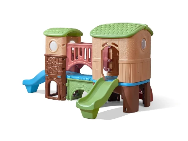 gioco per giardino altalena e scivolo fortino avventura colori naturali f1