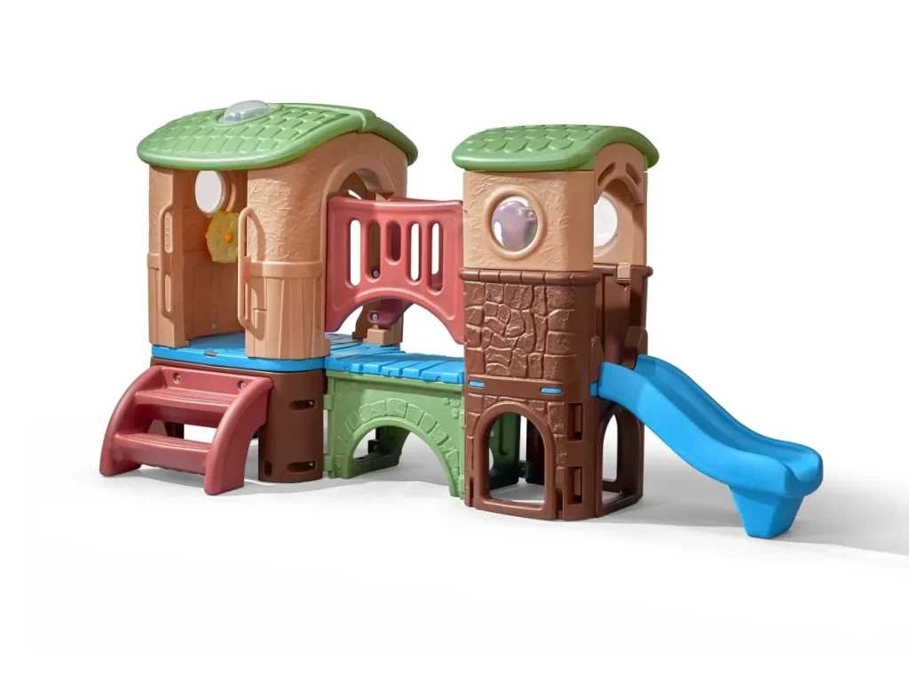 gioco per giardino altalena e scivolo fortino avventura colori naturali f2