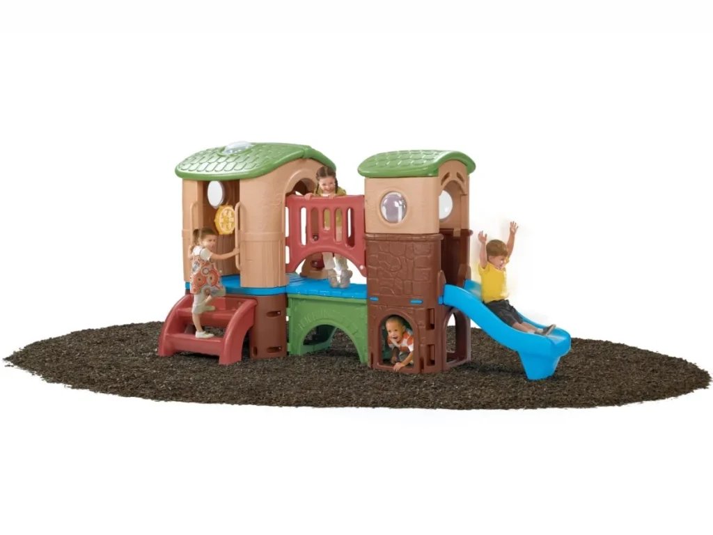 gioco per giardino altalena e scivolo fortino avventura colori naturali f3