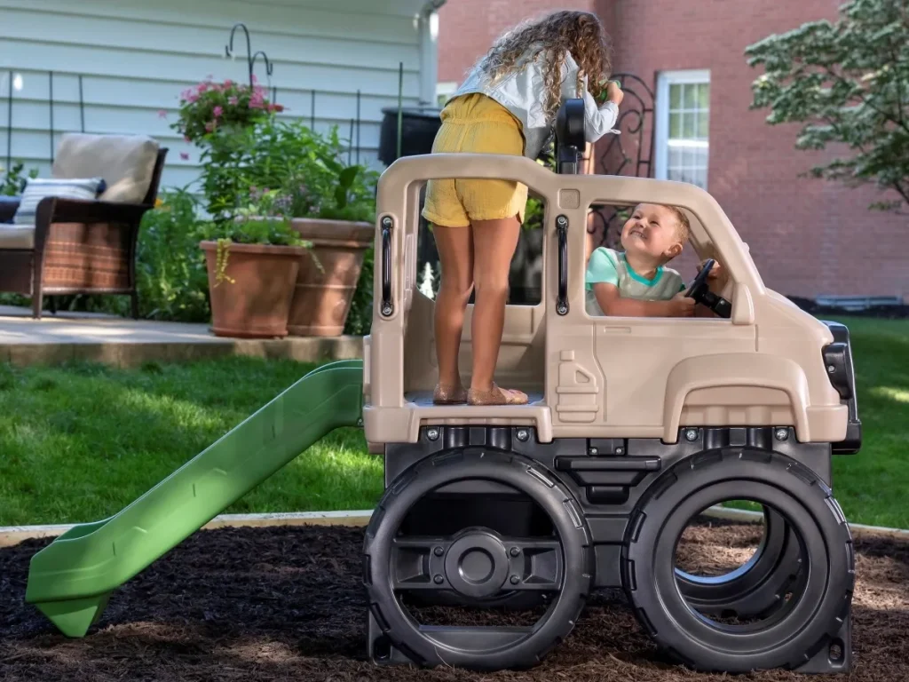 gioco per giardino altalena e scivolo jeep con scivolo f5 giardino privato