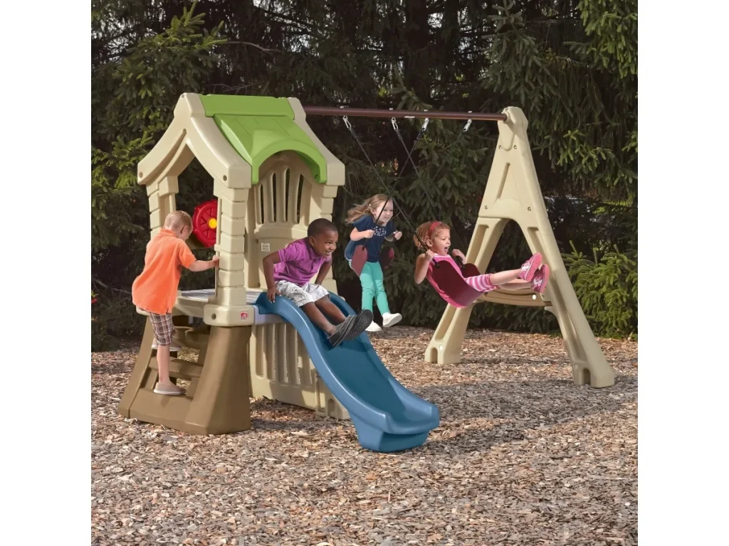 gioco per giardino altalena e scivolo torre con altalena play up f2