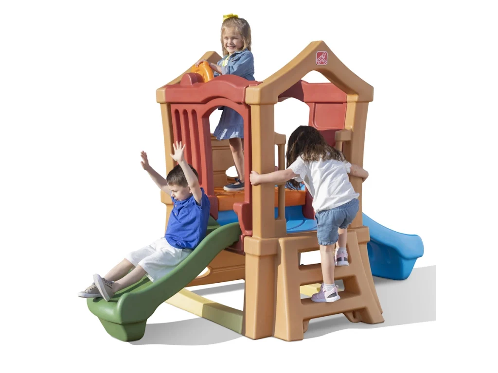 gioco per giardino altalena e scivolo torretta double slide f4