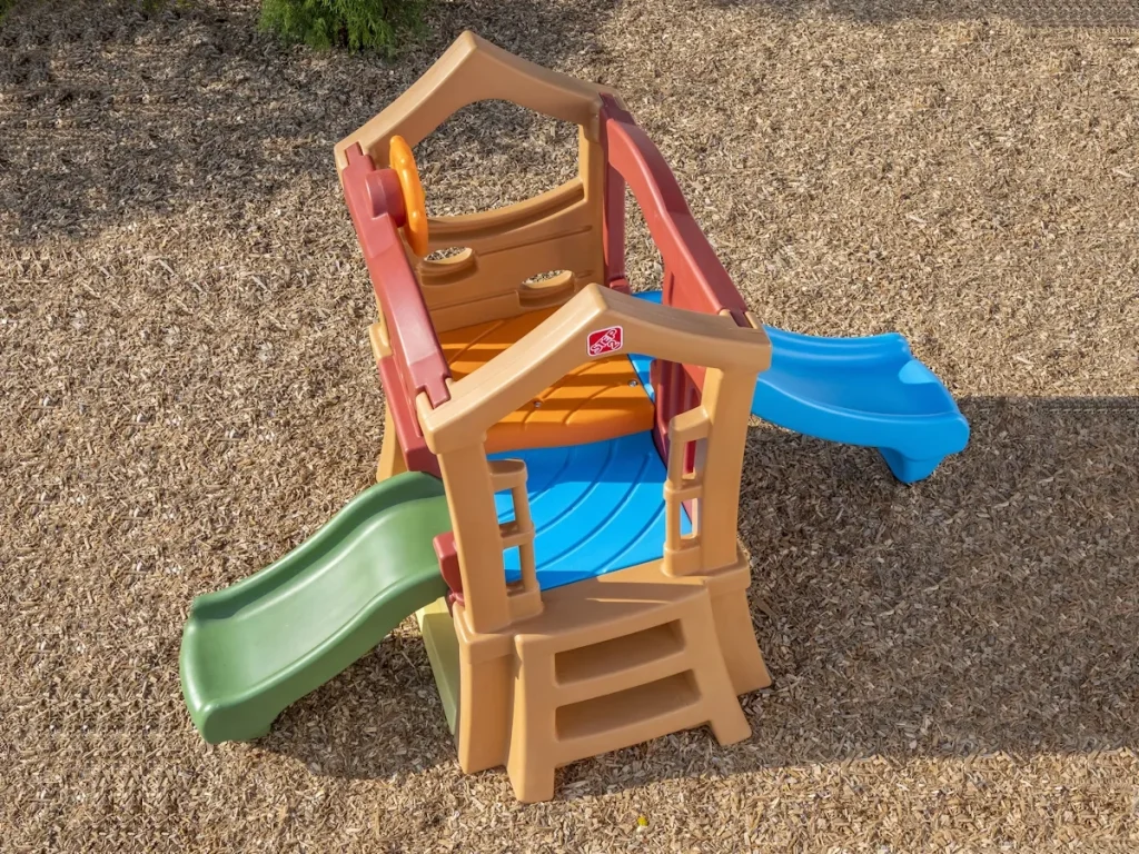 gioco per giardino altalena e scivolo torretta double slide f6