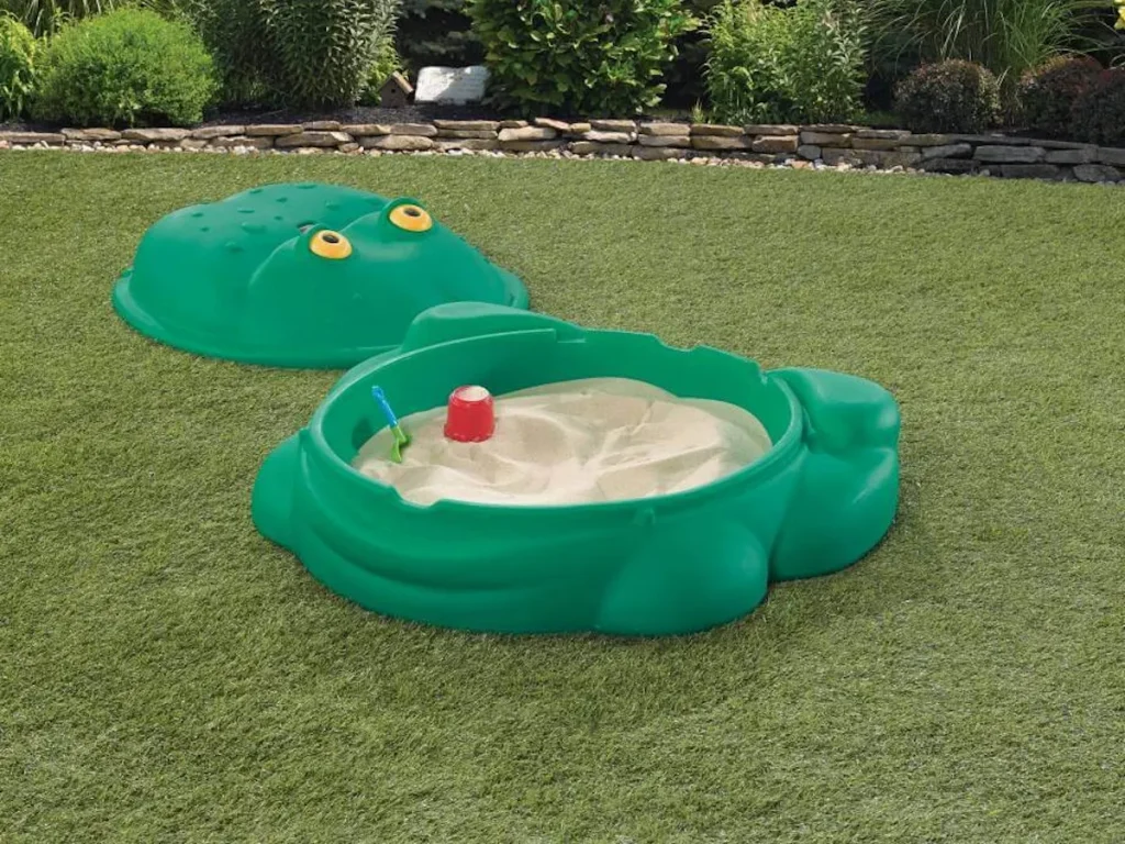 gioco per giardino tavolino sedia e sabbiera rana verde f3