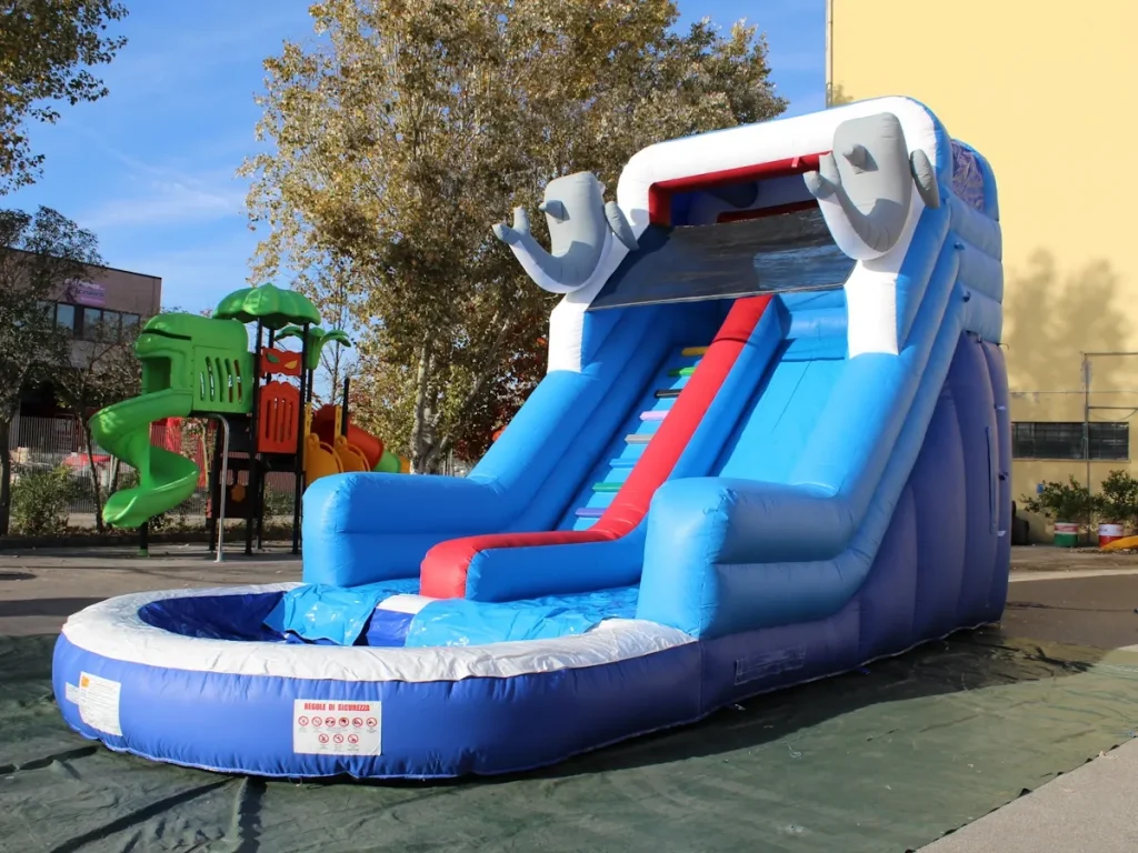 gioco gonfiabile scivolo dolphin water slide f1 mostra