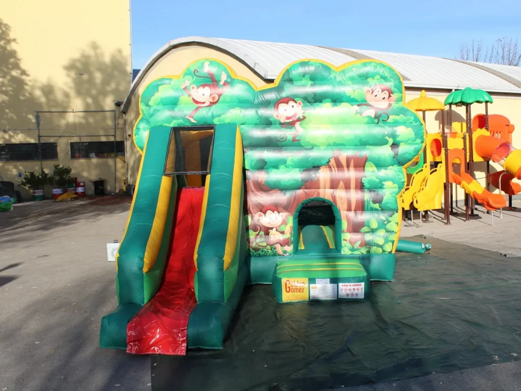 gioco gonfiabile multiattivita bounce and slide monkey f2 mostra