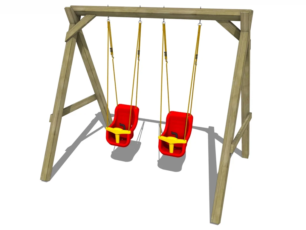 gioco in legno altalena doppia garden baby palo maggiorato cm 9 x 9 d1