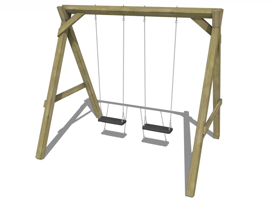 gioco in legno altalena doppia premium palo maggiorato cm 9 x 9 d1