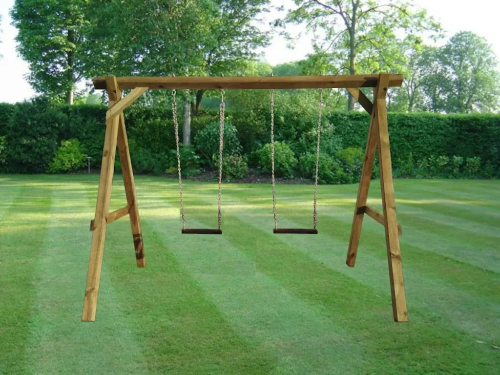 gioco in legno altalena doppia premium palo maggiorato cm 9 x 9 f1
