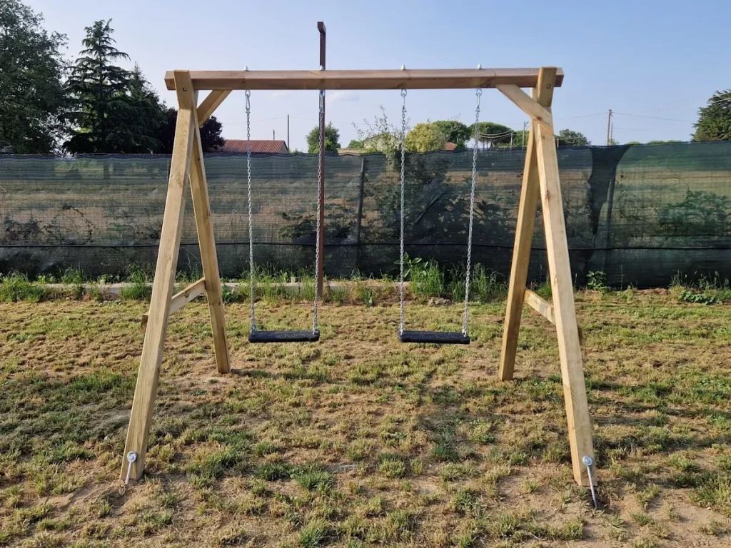 gioco in legno altalena doppia premium palo maggiorato cm 9 x 9 f3 parco giochi