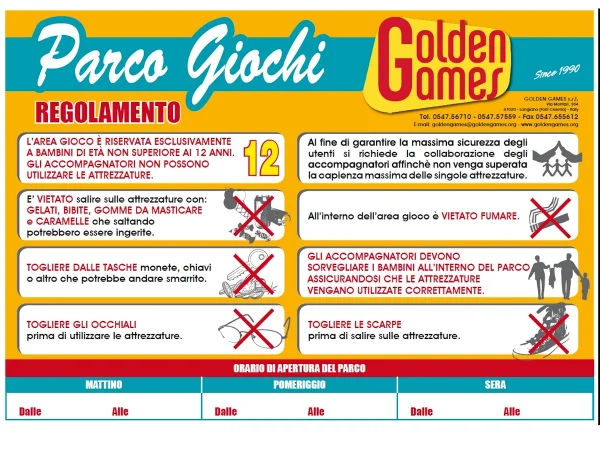 accessorio e ricambio cartello regolamento parco giochi ita d1