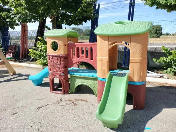 usato gioco per giardino altalena e scivolo fortino avventura colori naturali f1 mostra