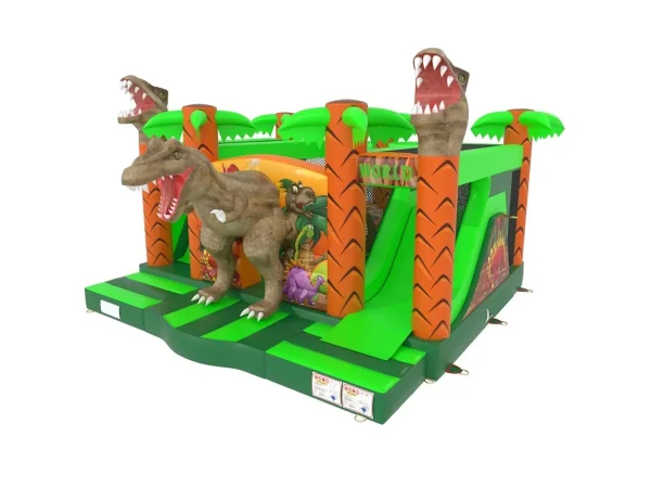 offerta esposizione gioco gonfiabile multiattività bounce and slide t rex f1 mostra