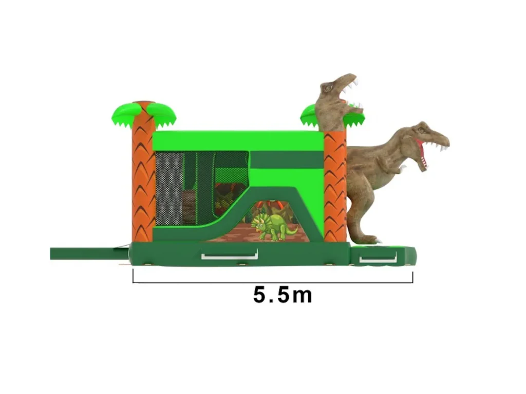 offerta esposizione gioco gonfiabile multiattività bounce and slide t rex f5 mostra