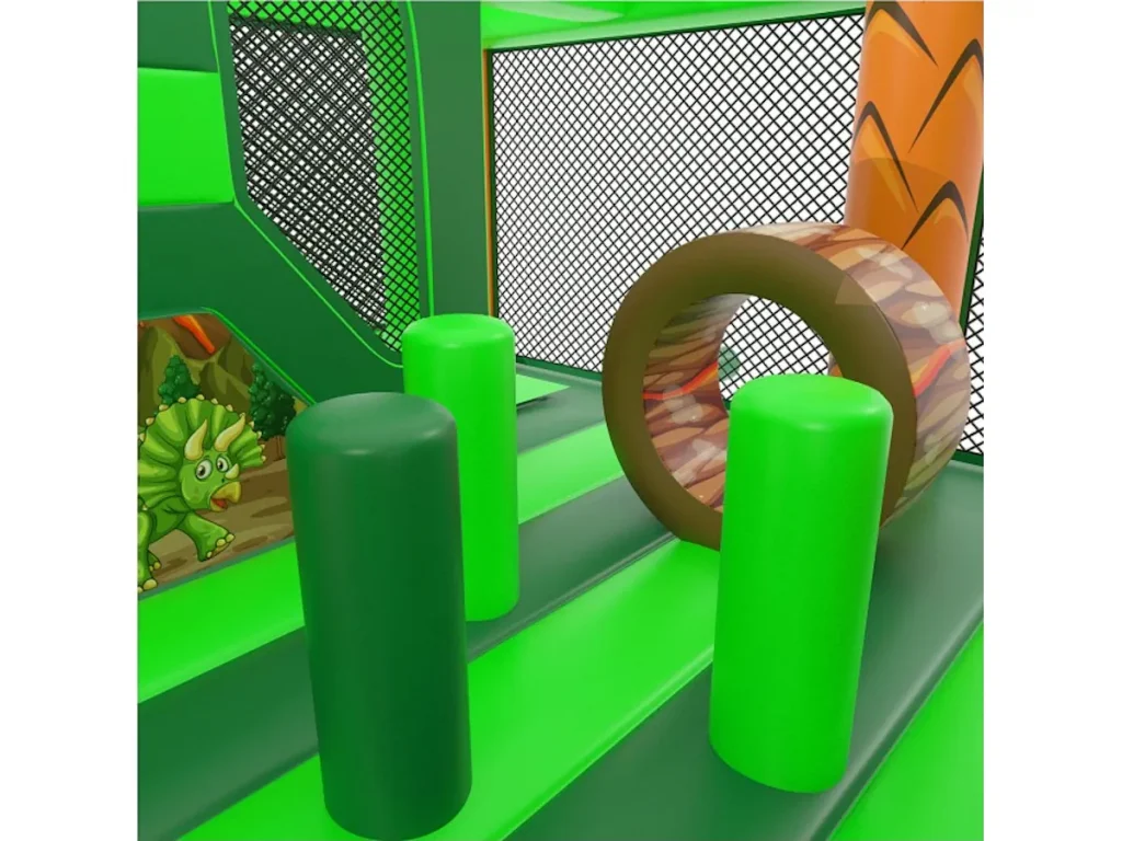 offerta esposizione gioco gonfiabile multiattività bounce and slide t rex f8 mostra